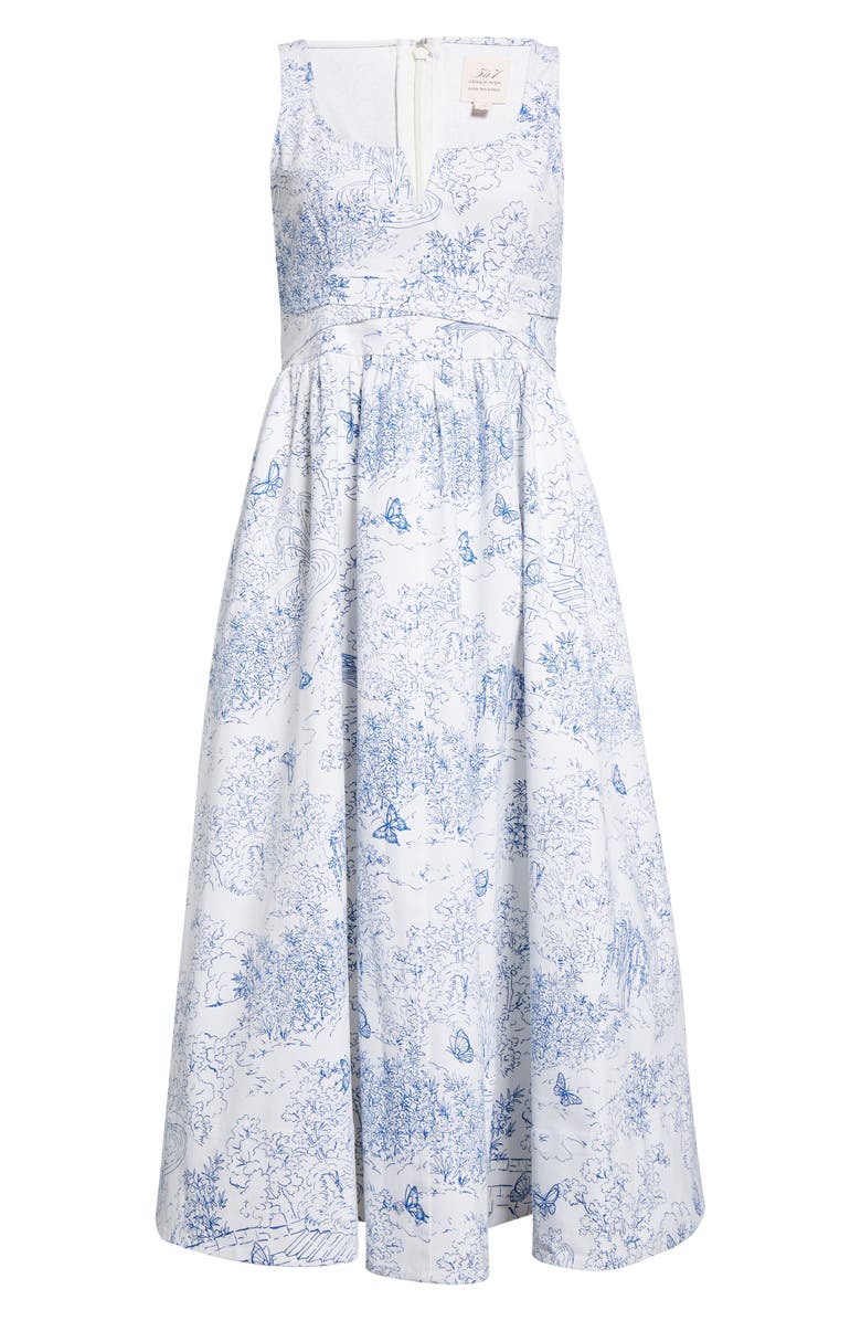Cinq à Sept Ebba Garden Toile Stretch Cotton Dress, Alternate, color, Plaster/ Blue