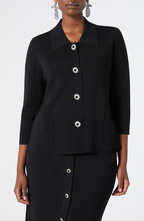 MARINA RINALDI MARINA RINALDI COMUNE EMBELLISHED BUTTON CARDIGAN 