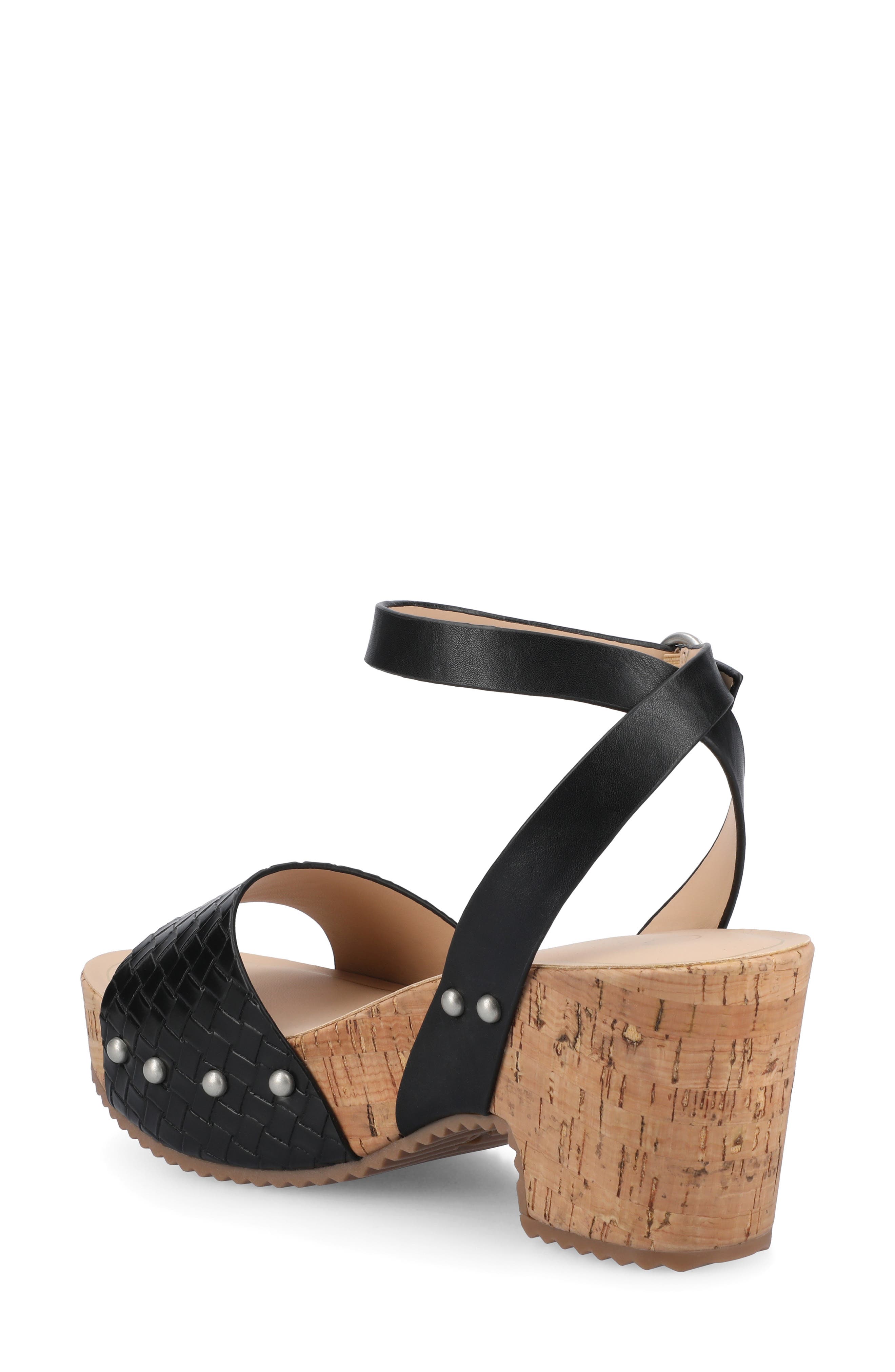 Journee Collection Vanessa Block Heel Platform Sandal, Alternate, color, Black Woven