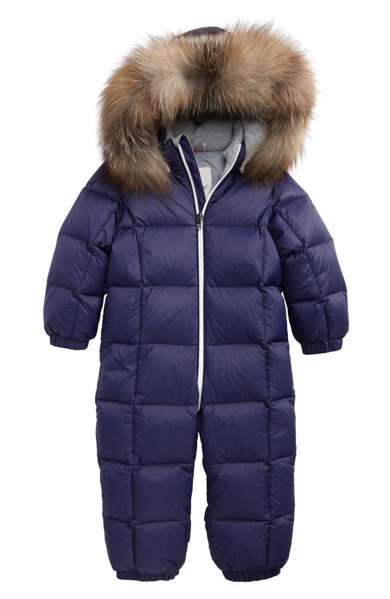 Moncler Jean Down Bunting with Genuine Fox Fur Trim, Main, color,