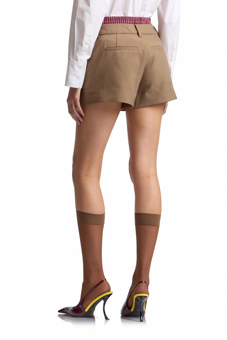 Double Waistband Shorts, Alternate, color, DARK OAT/ BURGUNDY