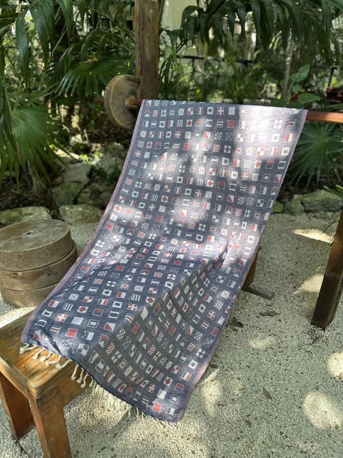 Ramus & Co Oversized 37" X 71" Preppy Turkish Beach Towel By In Blue