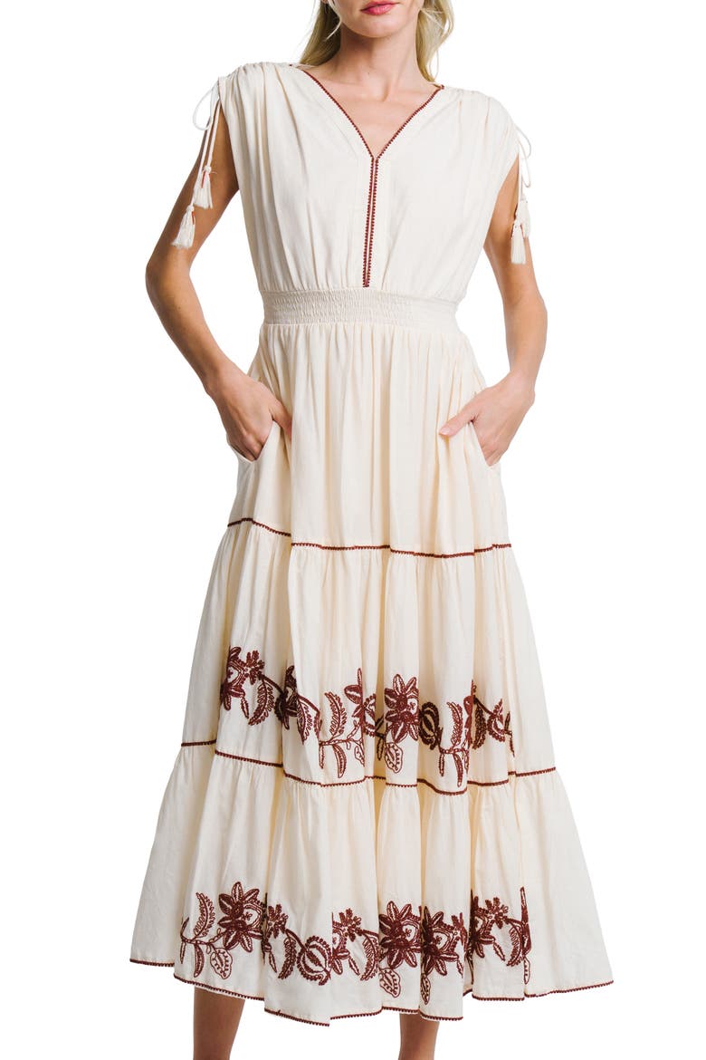 Lumi Embroidered Midi Sundress, Alternate, color, CREAM MULTI