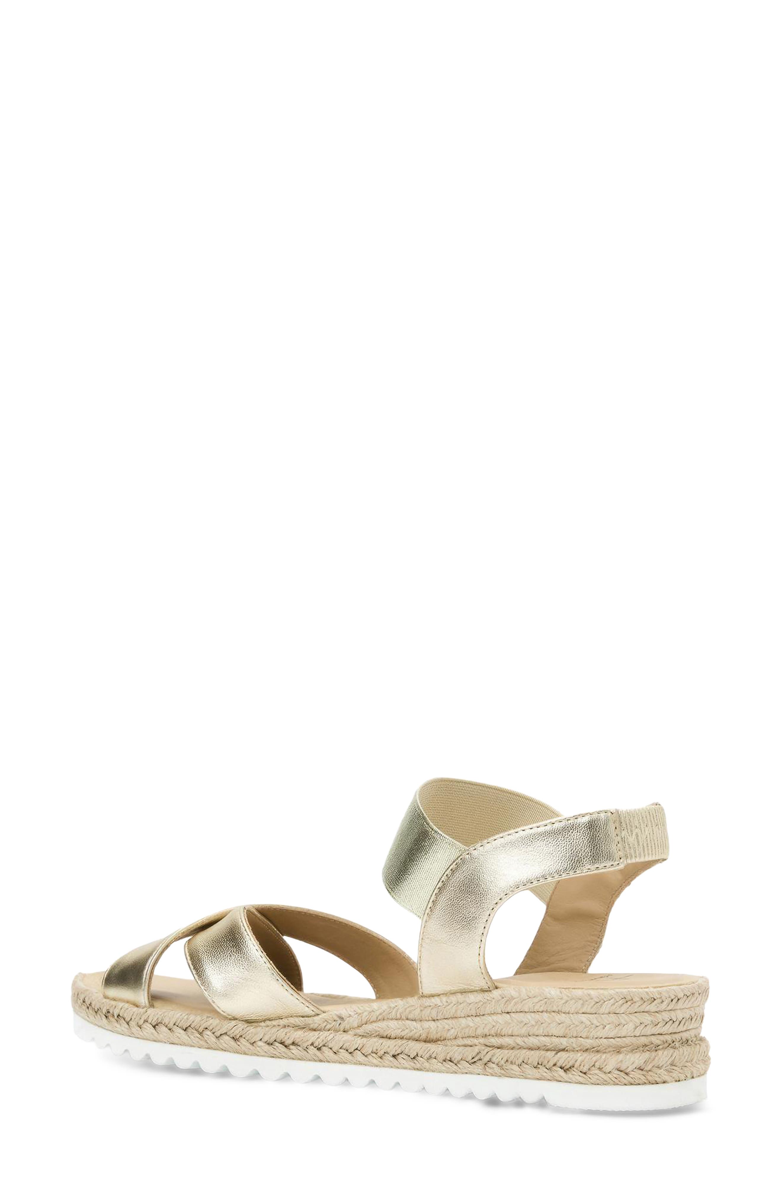 Aquatalia Almeria Weatherproof Slingback Espadrille Platform Wedge Sandal, Alternate, color, Champagne Metallic