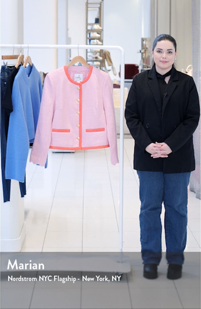 Ramona Collarless Bracelet Sleeve Tweed Blazer, sales video thumbnail