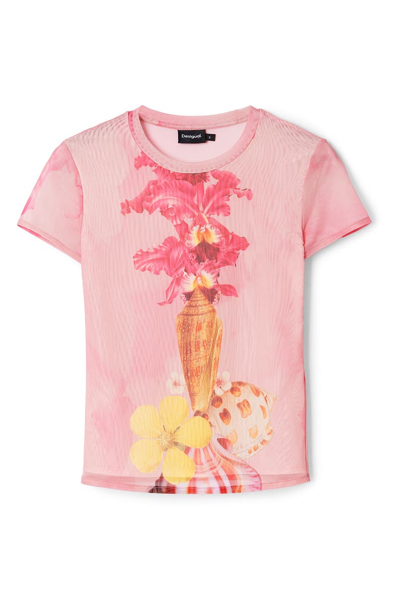 Desigual Orchid & Shell Graphic T-Shirt, Alternate, color,