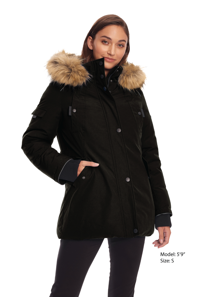 GLACIER - Vegan Down Classic Winter Parka Jacket, Alternate, color, BLACK