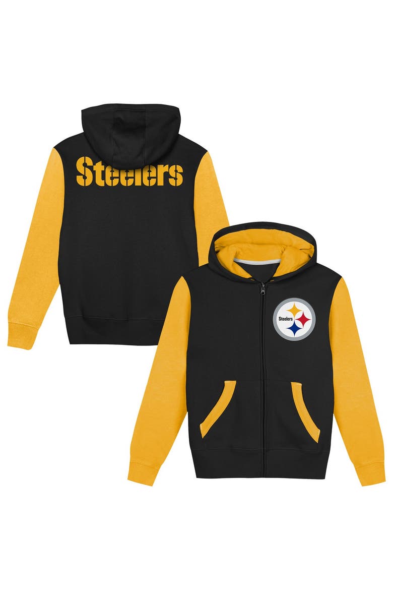 Toddler Outerstuff  Black/Gold Pittsburgh Steelers Stadium Colorblock Full-Zip Hoodie, Main, color, Black