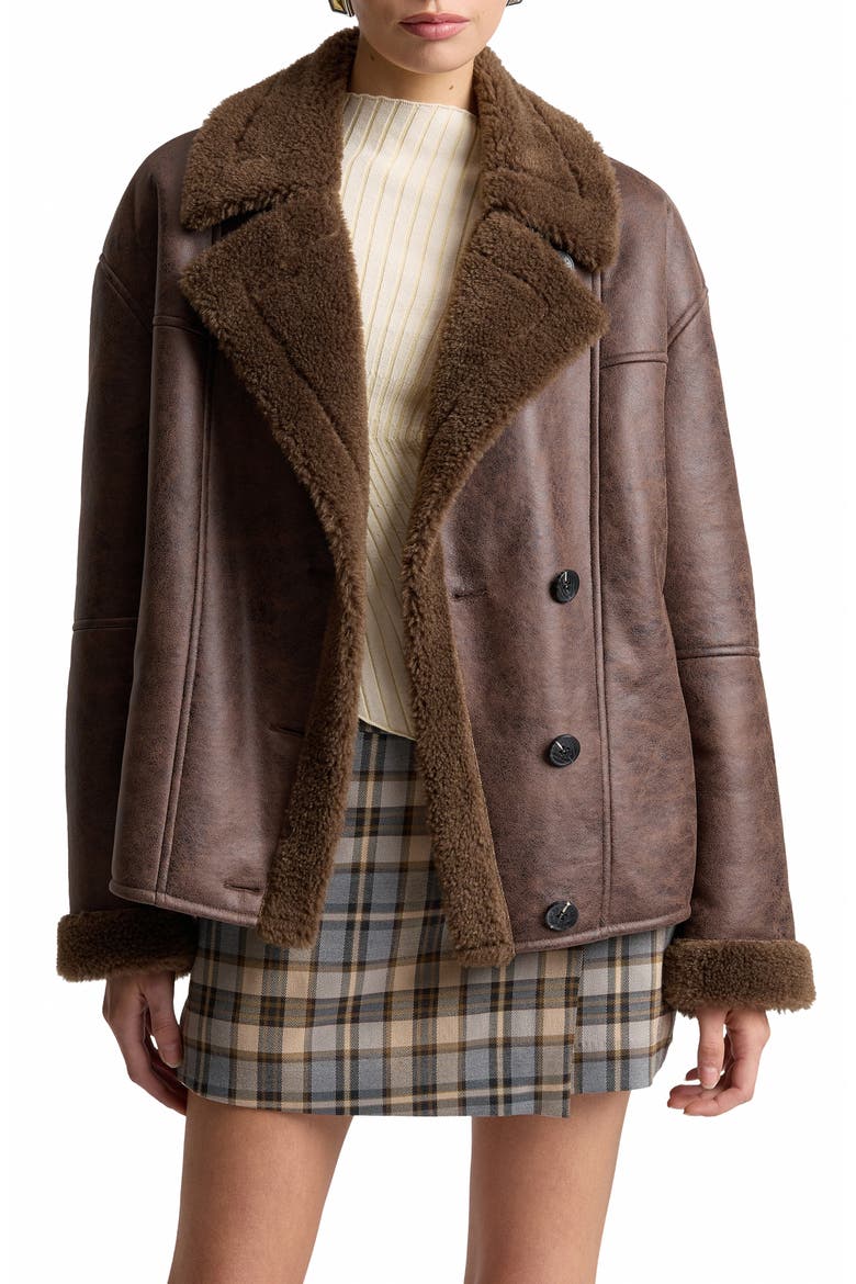 Faux Shearling Jacket, Alternate, color, UMBRIA