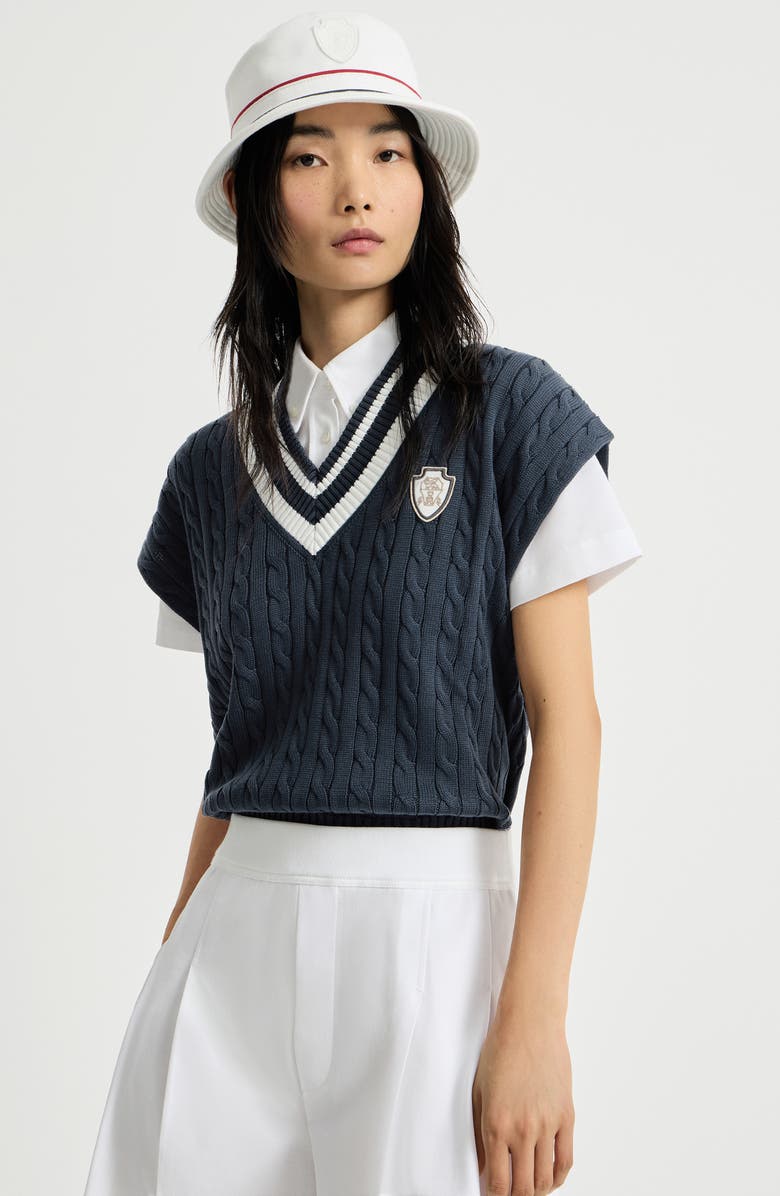 Brunello Cucinelli T-shirt with logo, Alternate, color, Blue