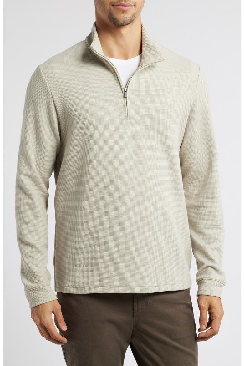 Waffle Quarter Zip Pullover, Main, color, SANDSTONE