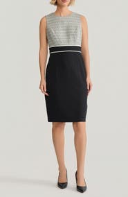KASPER Holiday Mixed Media Sheath Dress