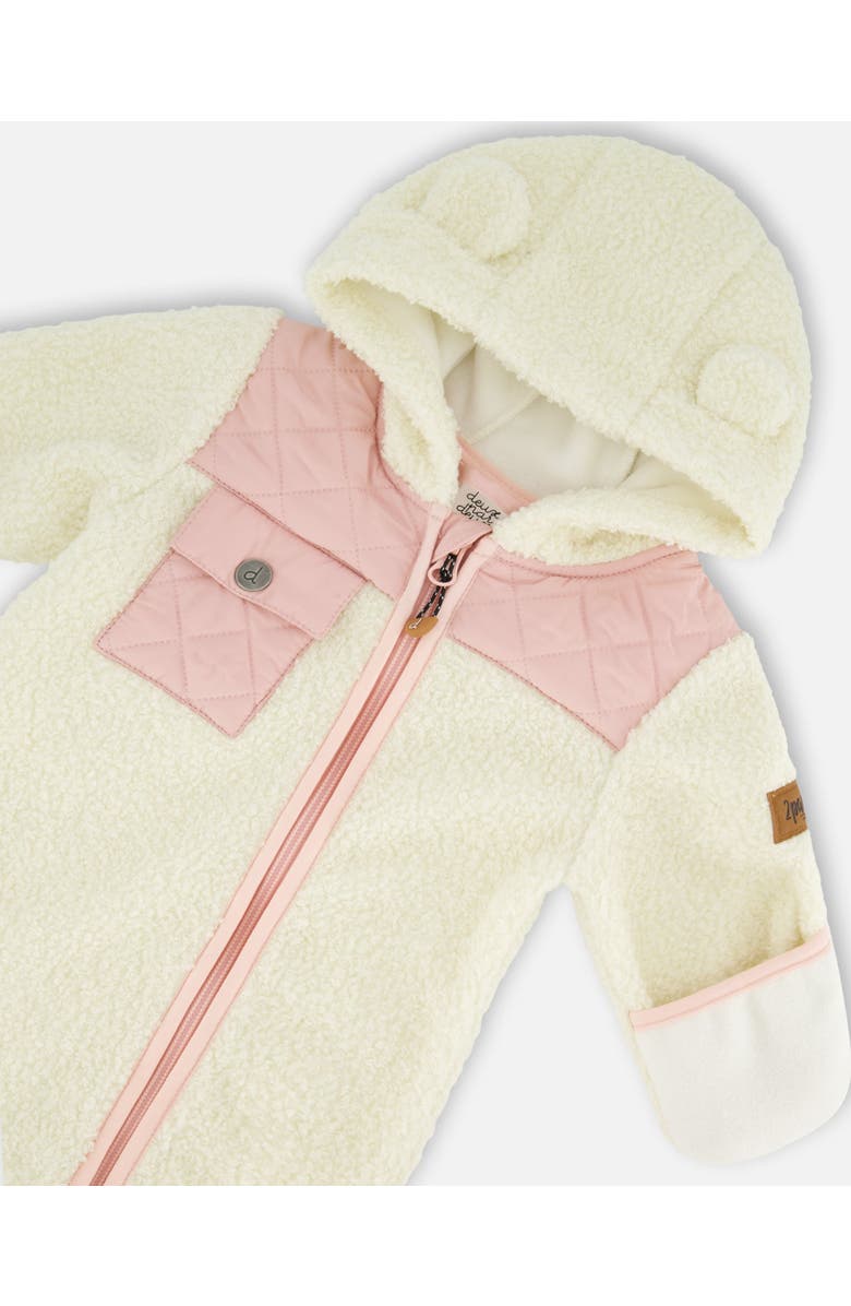 Deux par Deux Baby Girl's Baby One-Piece Mid-Season Outerwear Off-White And Pale Pink, Alternate, color, 