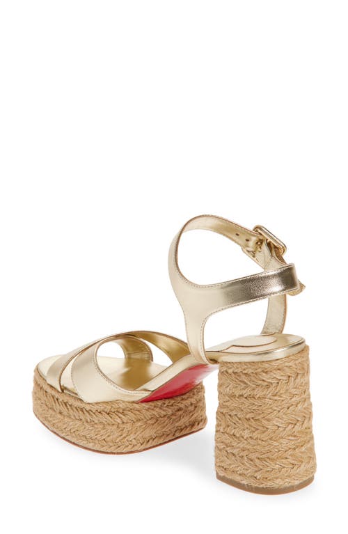 Christian Louboutin Super Calakala Metallic Red Sole Platform Espadrilles In Platine