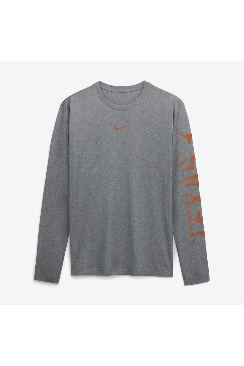 Men's Nike  Gray Texas Longhorns Primetime Logo Sleeve Legend Dri-FIT Long Sleeve T-Shirt, Main, color, Gray