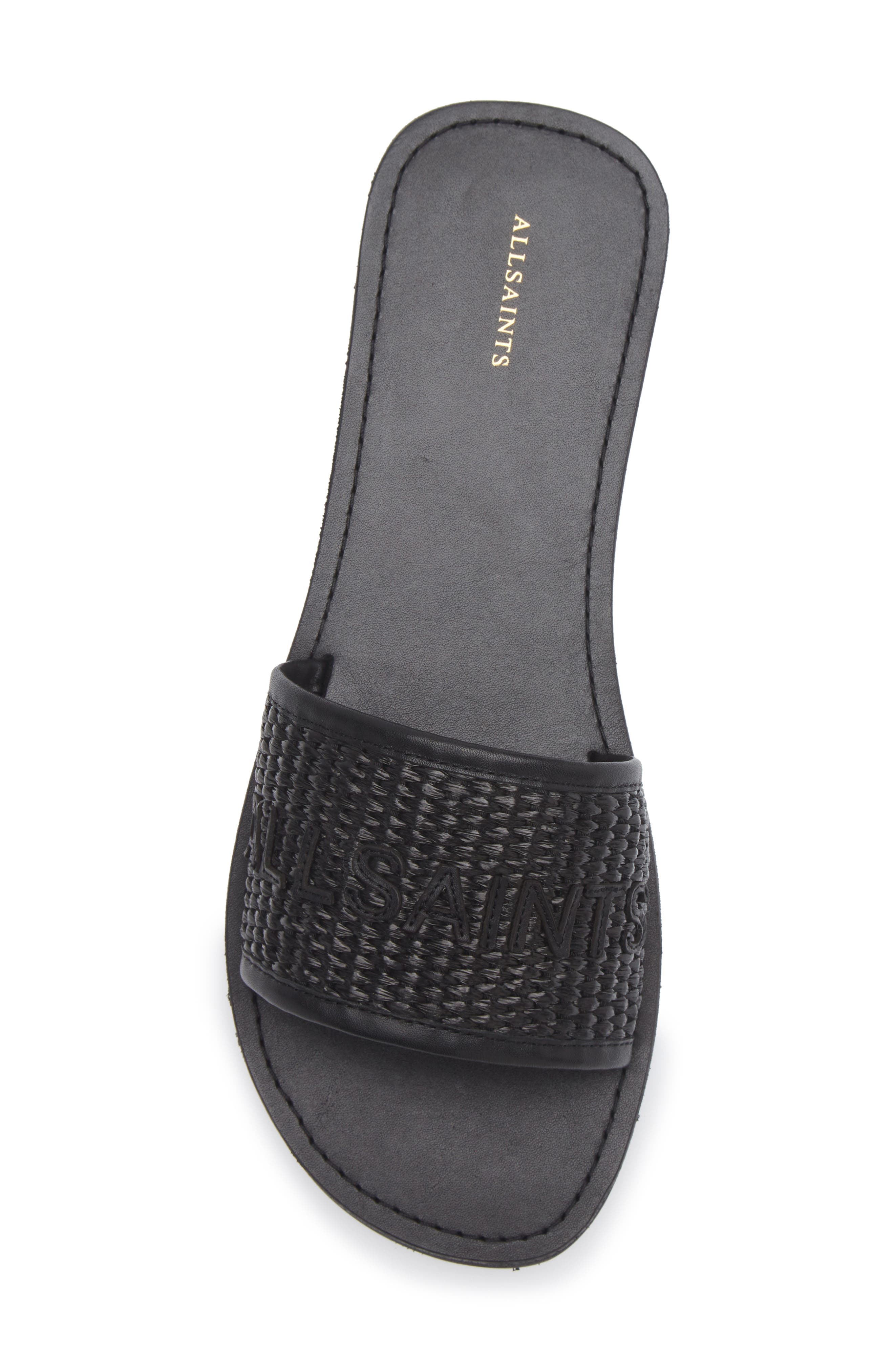 AllSaints Hoxton Woven Slide Sandal, Alternate, color, Black/ Black