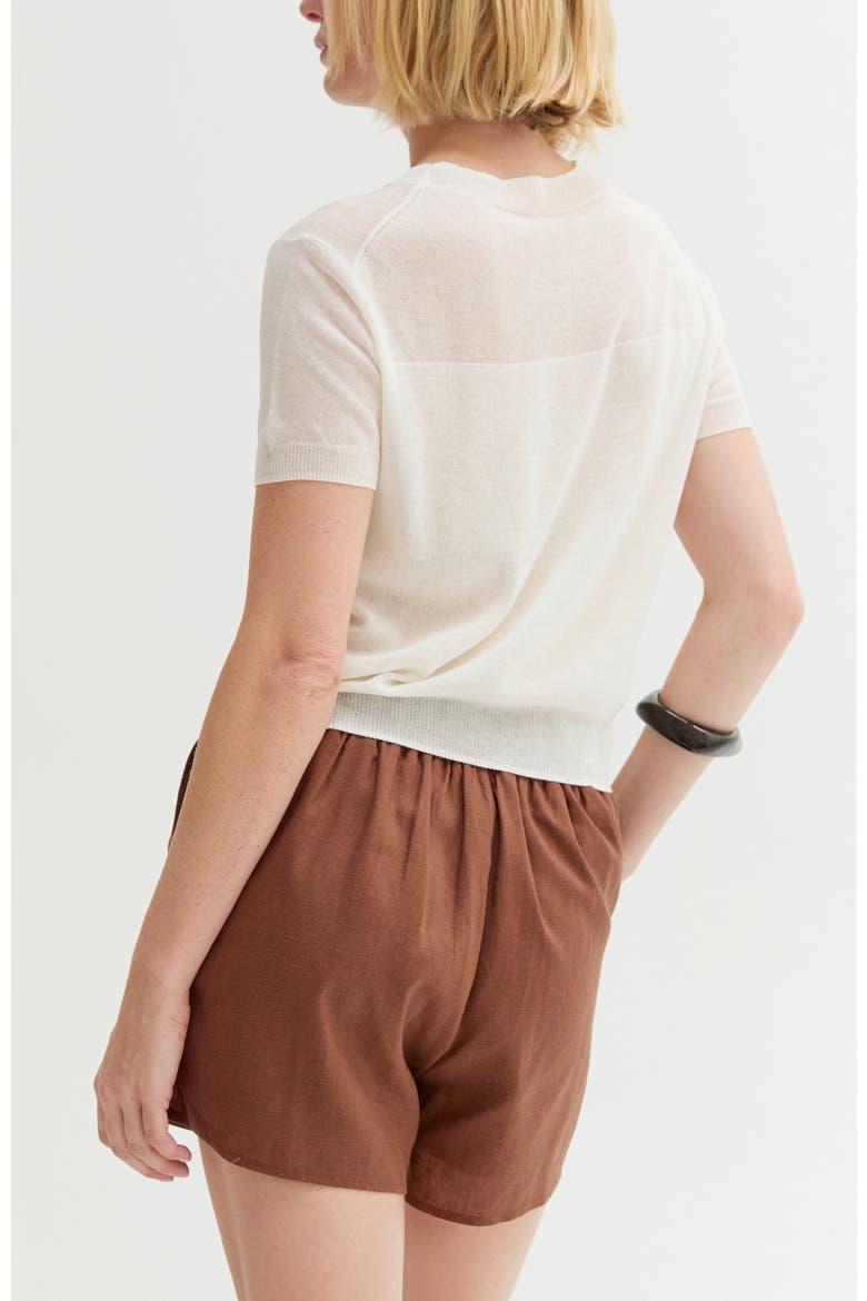 Short Sleeve Sheer Knit Top, Alternate, color, Ivory