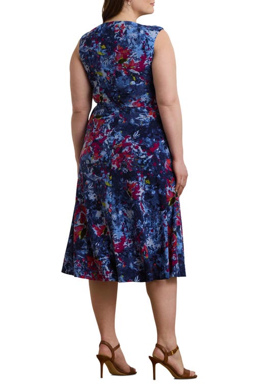 Ralph Lauren Plus Size Print Twist-front Jersey Dress In Blue