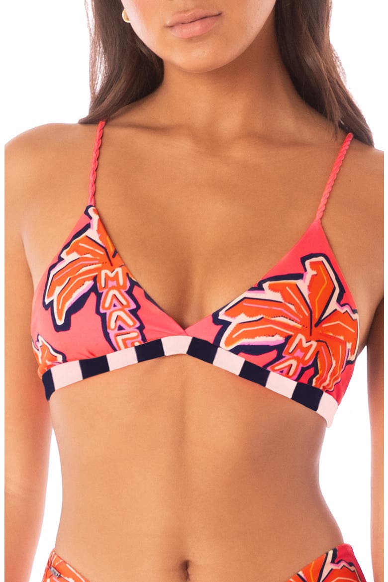 Racing Palms Reversible Triangle Bikini Top, Main, color, BRIGHT PINK
