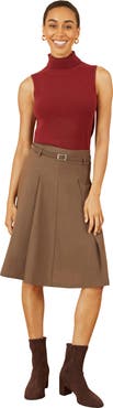 Yumi Pleated Midi Skirt With Belt
