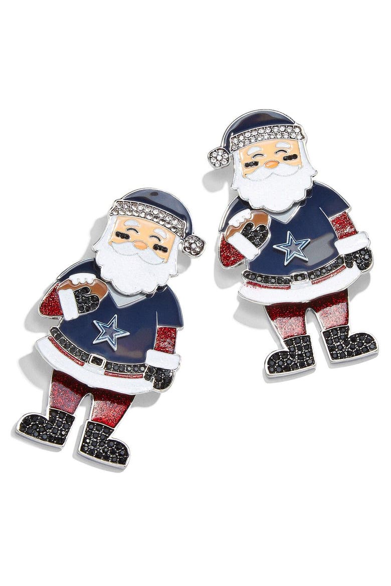 Women's BaubleBar Dallas Cowboys Santa Claus Earrings, Main, color, Navy