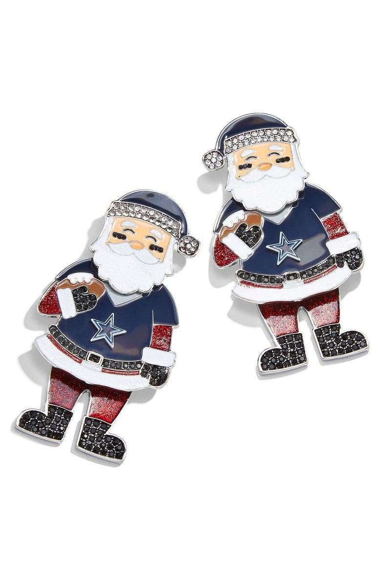 BaubleBar Women's BaubleBar Dallas Cowboys Santa Claus Earrings, Main, color, Navy