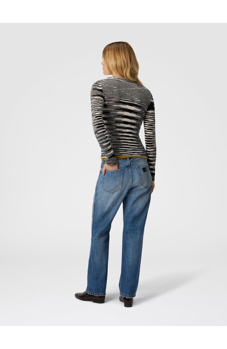 Missoni Crew Neck Sweater With Flame Pattern In Cashmere Blend, Alternate, color, Black & White