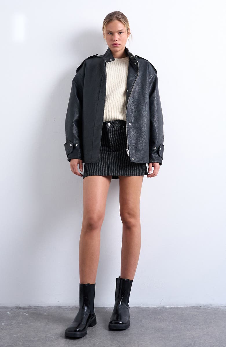 Topshop Rib Puff Sleeve Sweater, Alternate, color, Ivory