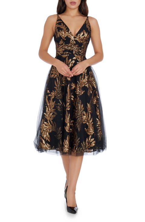 Courtney Sequin Lace Cocktail Dress