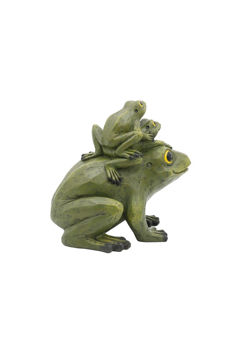 Resin Stacked Green Frog Figurine Garden Accents for Spring Home Decor, Alternate, color, Green