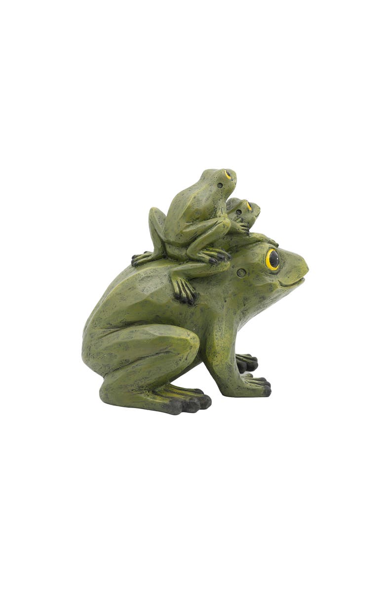 Transpac Resin Stacked Green Frog Figurine Garden Accents for Spring Home Decor, Alternate, color, Green