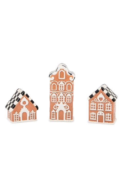 Gingerbread Village Set of 3 Candleholders