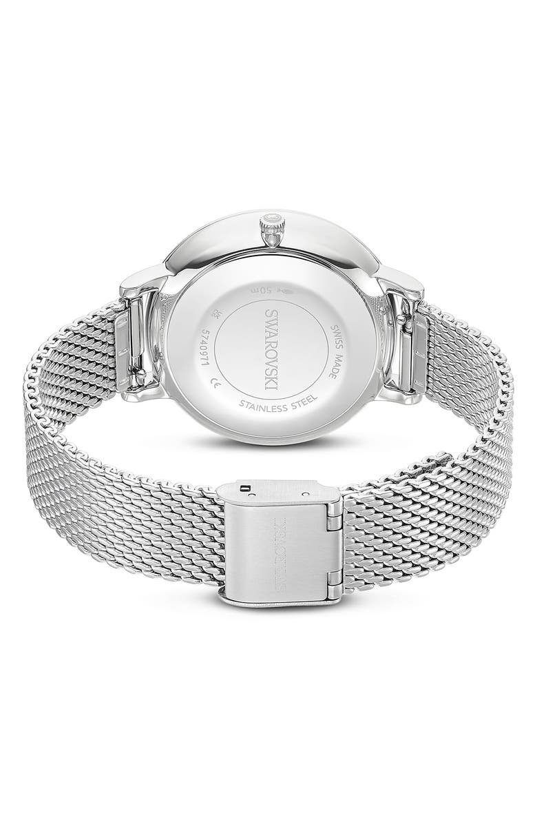 Swarovski Clarica Mesh Strap Watch, 35mm, Alternate, color, Silver