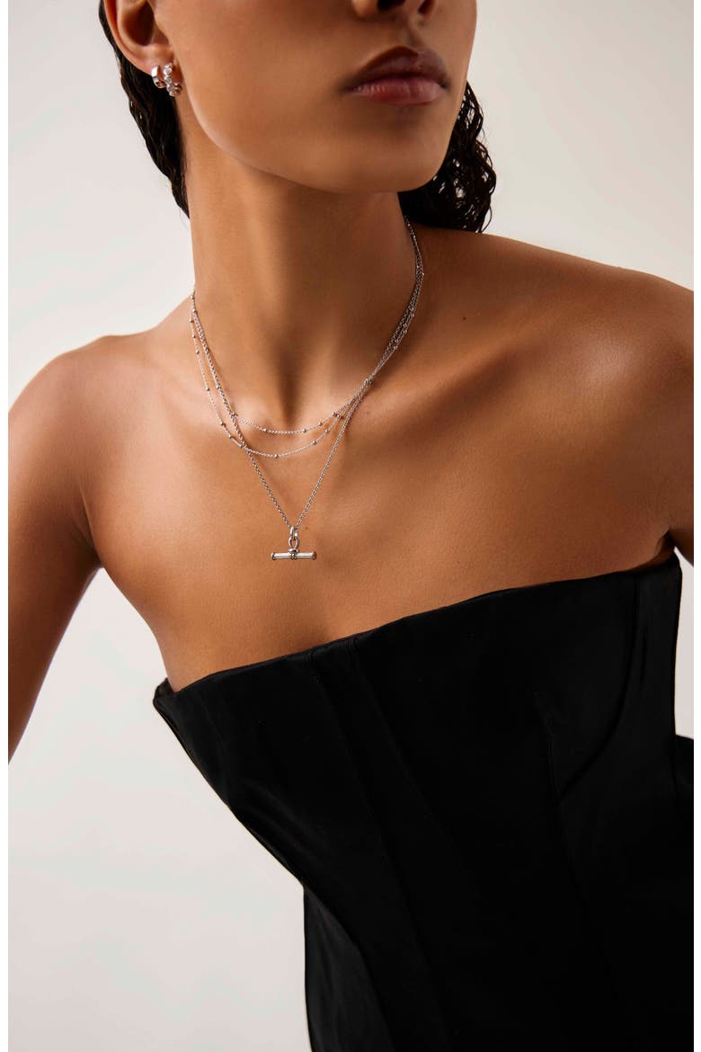 Ridge T-Bar Pendant Necklace, Alternate, color, SILVER