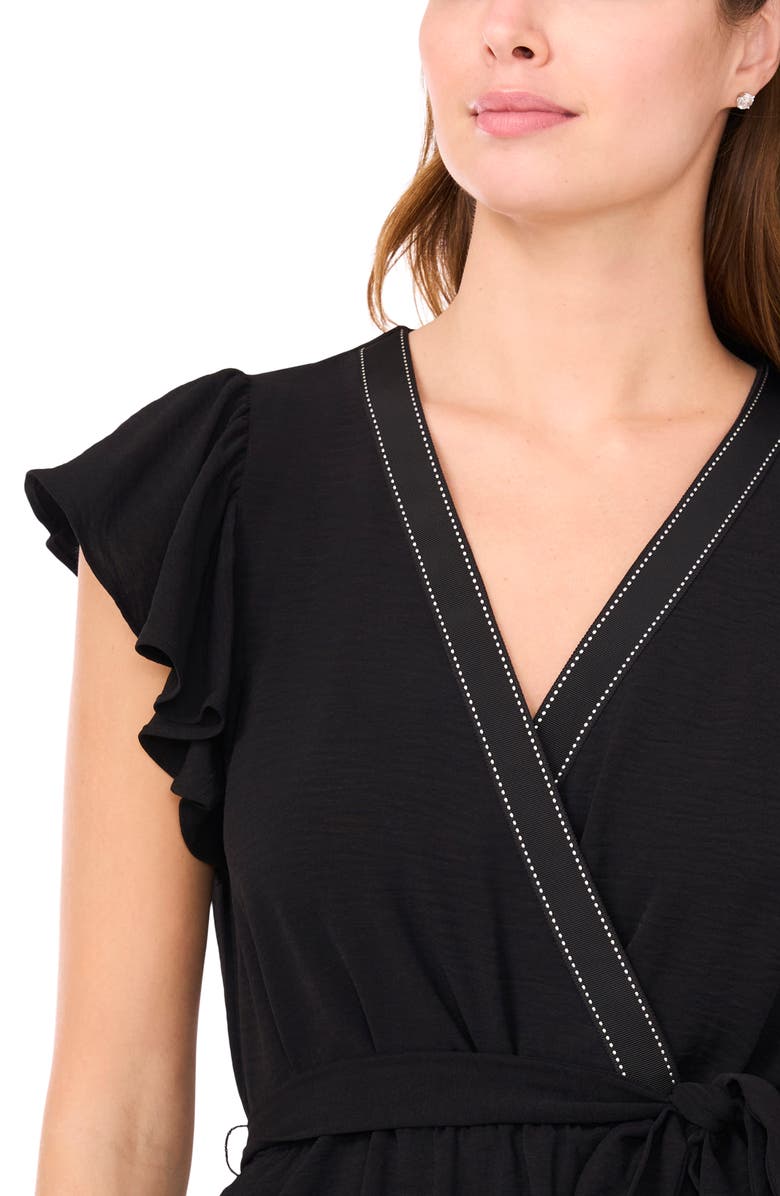 Halogen<sup>®</sup> Flutter Sleeve Wrap Dress, Alternate, color, Rich Black