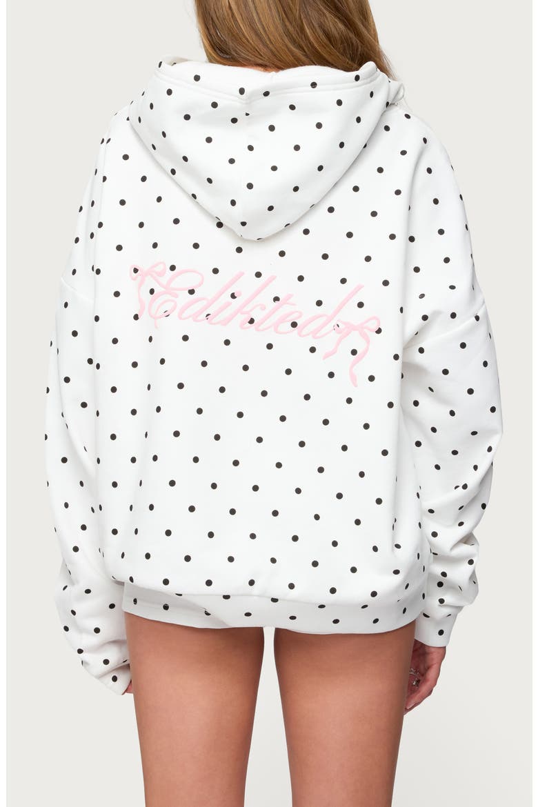Chelsie Polka Dot Cotton Blend Hoodie, Alternate, color, WHITE