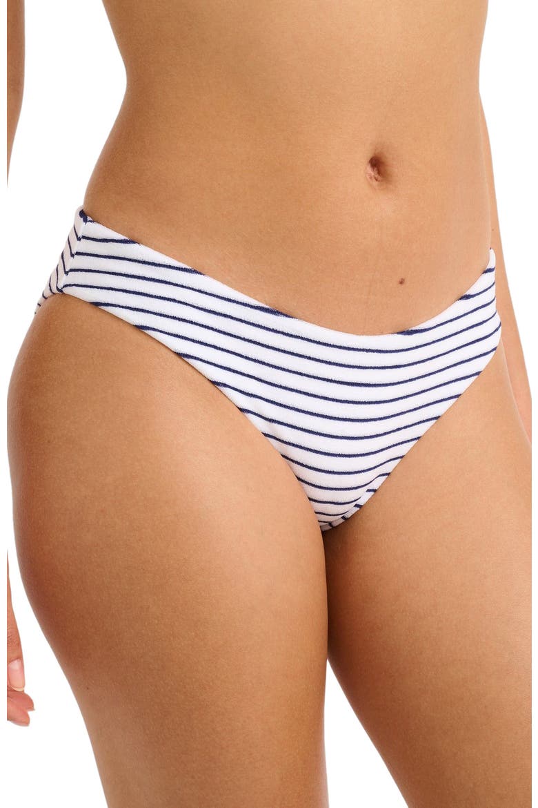 Towel Terry Sailor Stripe Lily Bikini Bottom, Alternate, color, White/Deep Navy