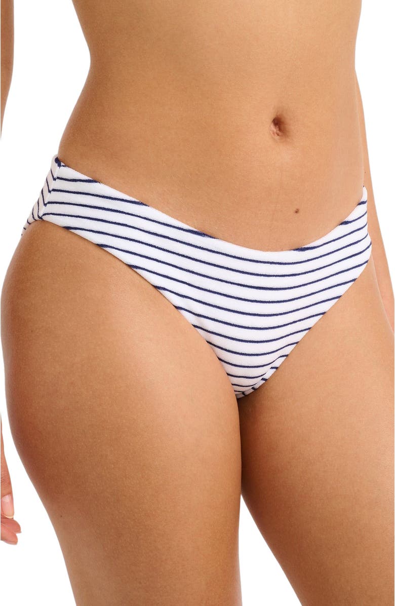 Onia Towel Terry Sailor Stripe Lily Bikini Bottom, Alternate, color, 
