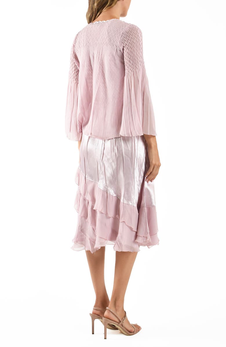 Komarov Charmeuse & Chiffon Dress with Jacket, Alternate, color, Lotus
