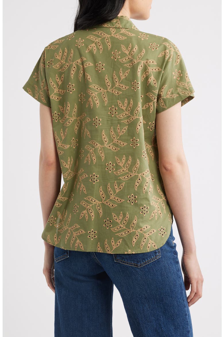 Cotton Broderie Anglaise Camp Shirt, Alternate, color, AGAVE SAND