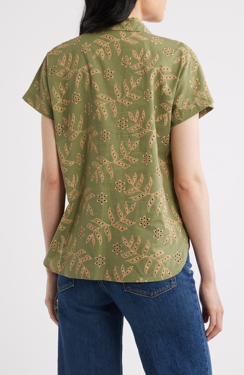 Tahari ASL Cotton Broderie Anglaise Camp Shirt, Alternate, color, Agave Sand