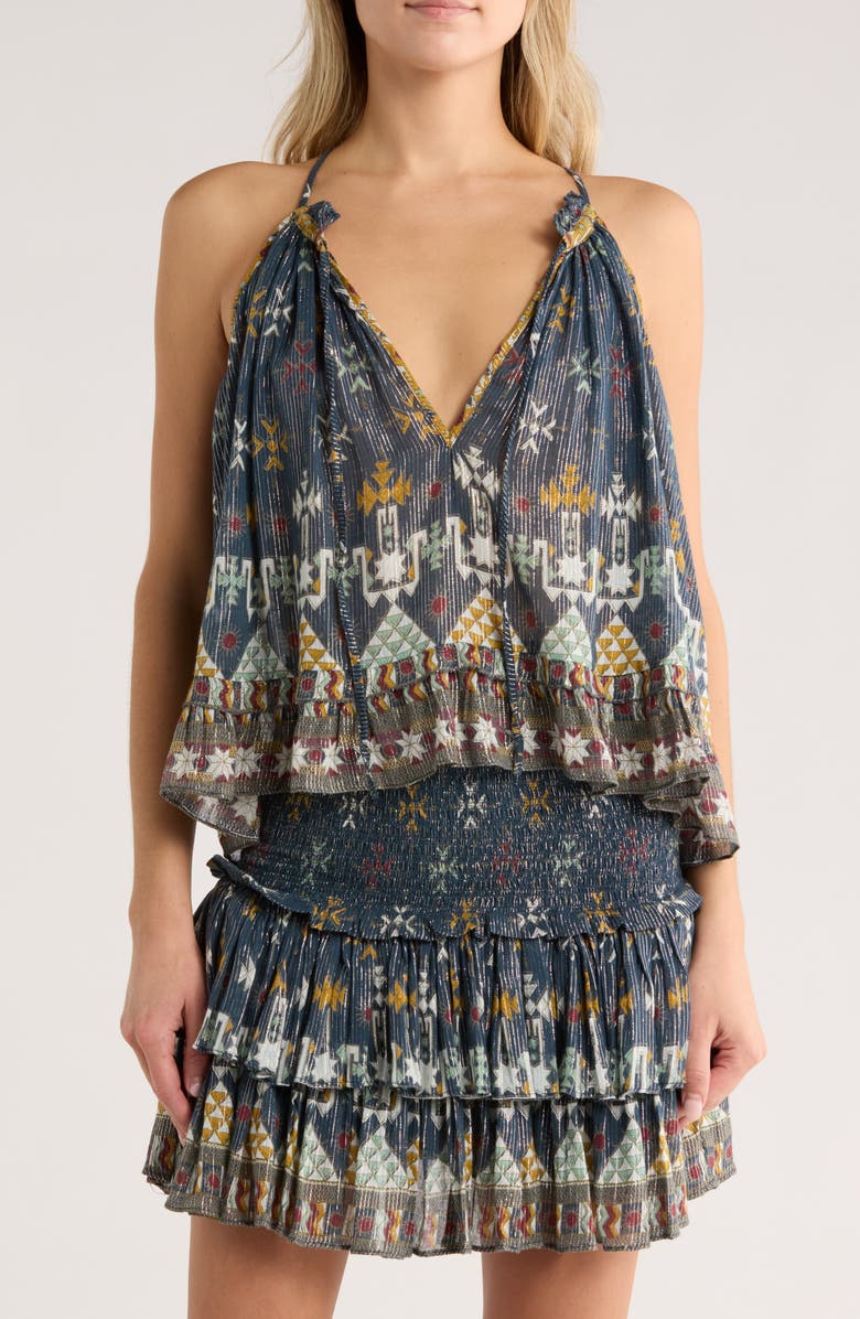 Isabel Marant Étoile Fabino Metallic Cotton Blend Top, Main, color, Teal