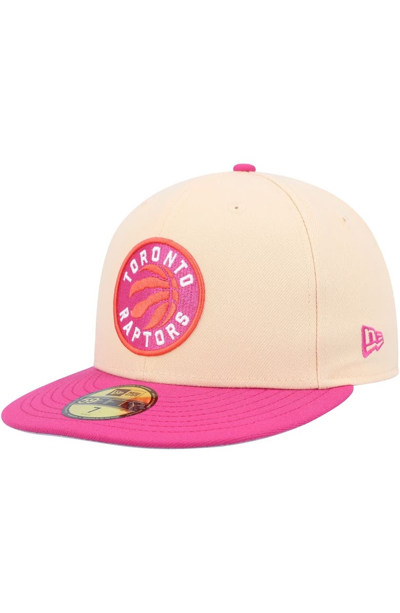 New Era Men's New Era Orange/Pink Toronto Raptors Passion Mango 59FIFTY Fitted Hat, Alternate, color,