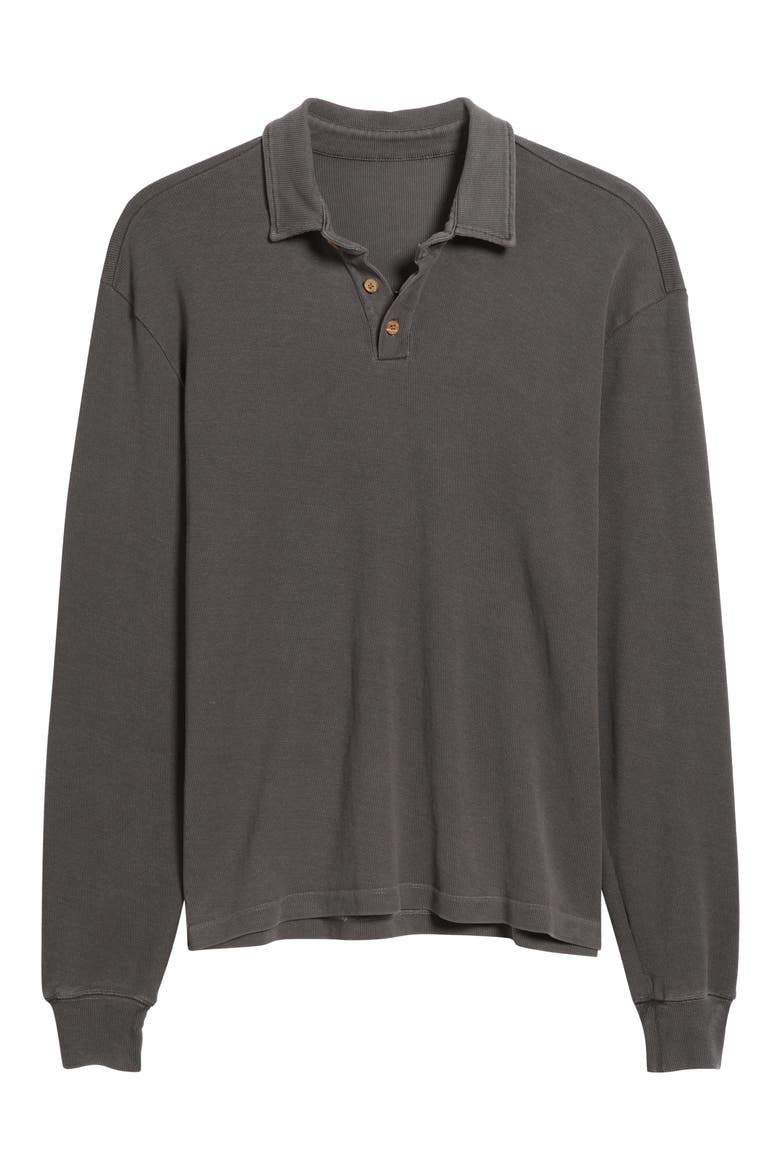 Caza Rib Organic Cotton Long Sleeve Polo, Alternate, color, SLATE