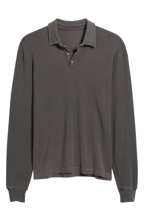 Alex Crane Caza Rib Organic Cotton Long Sleeve Polo In Slate