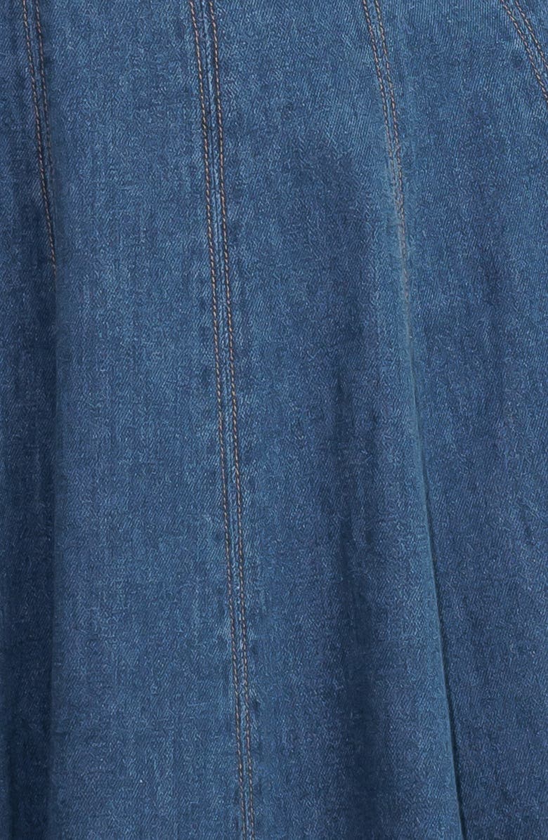 FREEMARKET Belted Seamed Denim Flare Maxi Dress, Alternate, color, 