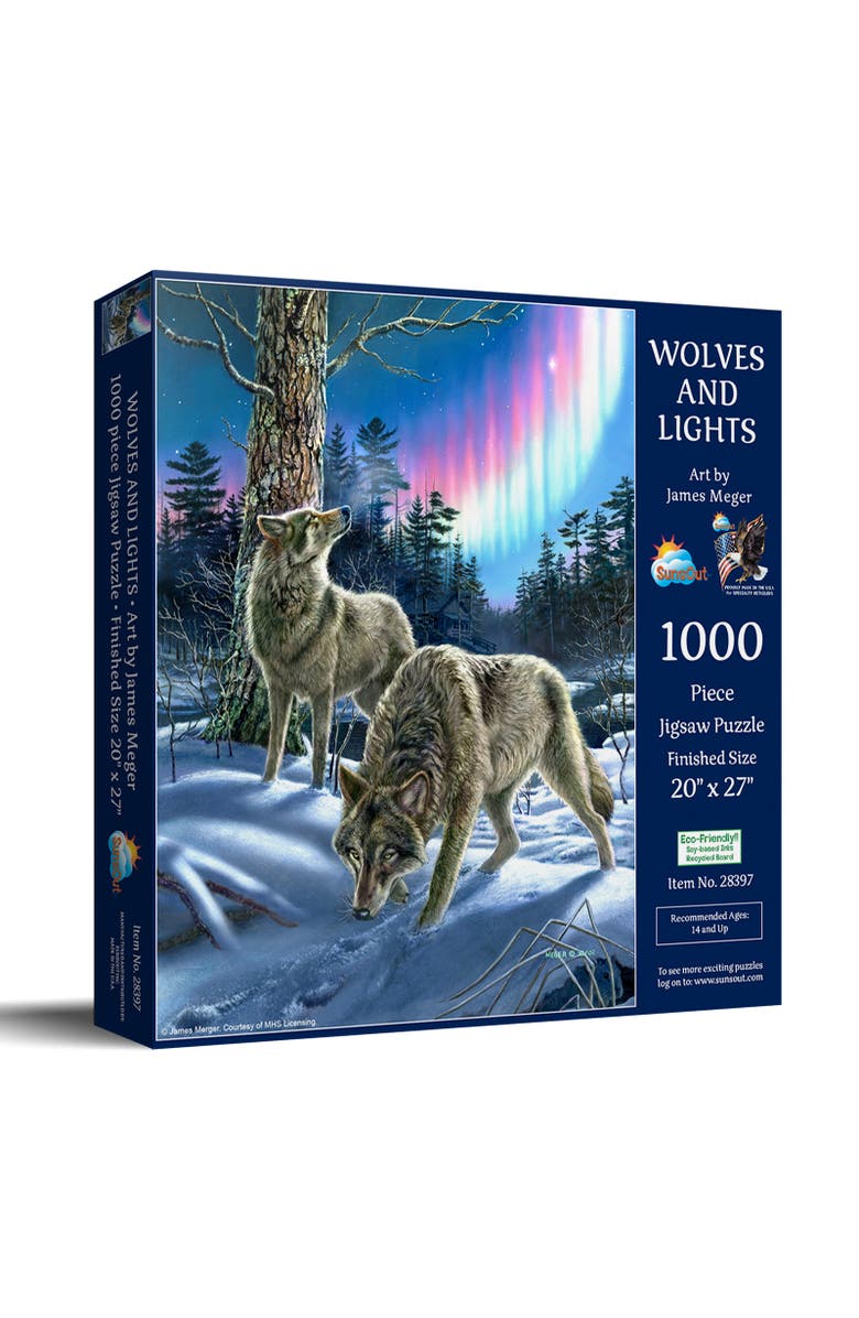Sunsout Wolves and Lights 1000 piece Jigsaw Puzzle for Adults, Main, color, Multicolor