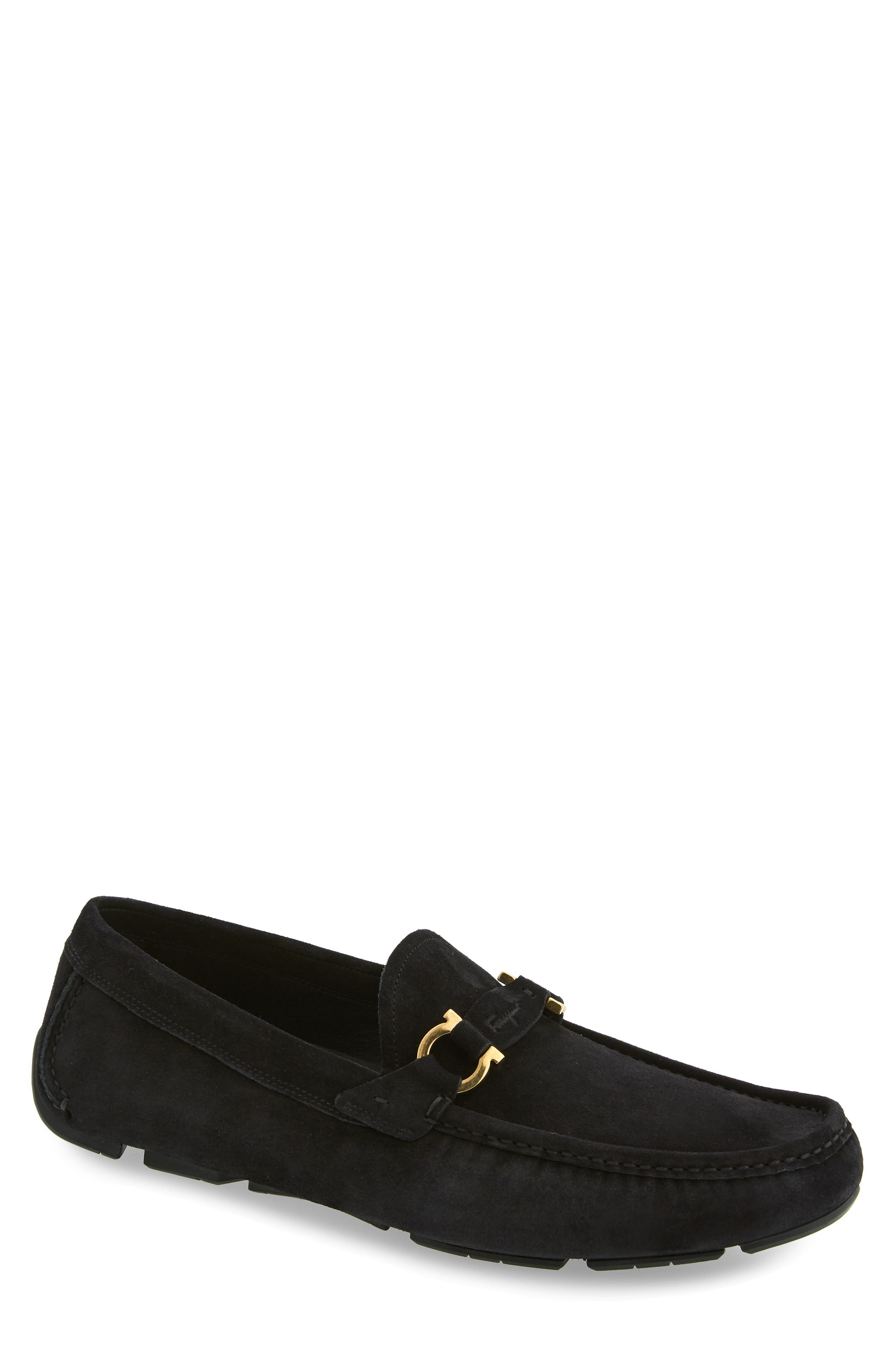 Salvatore Ferragamo Teddy Driving Shoe, Main, color, BLACK SUEDE