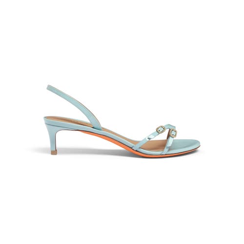SANTONI PATENT LEATHER MID-HEEL SANDAL