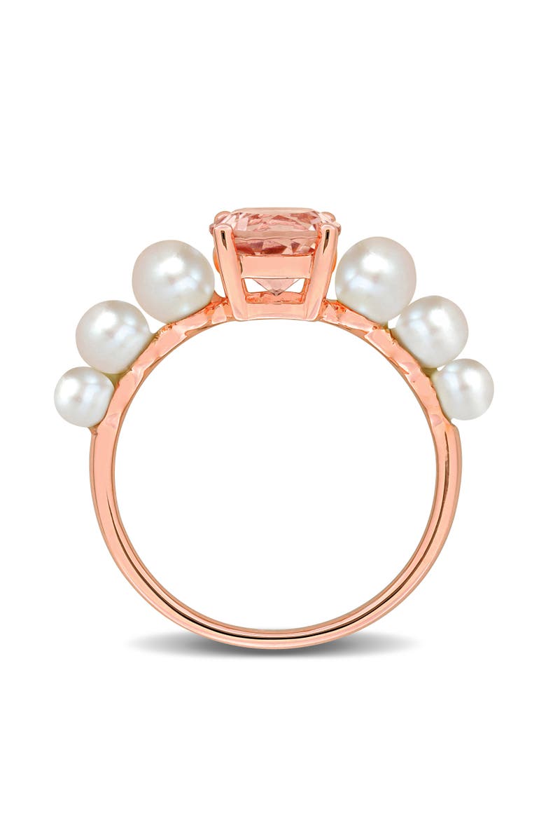 Morganite & Cultured Pearl Ring 10k, Alternate, color, Morganite